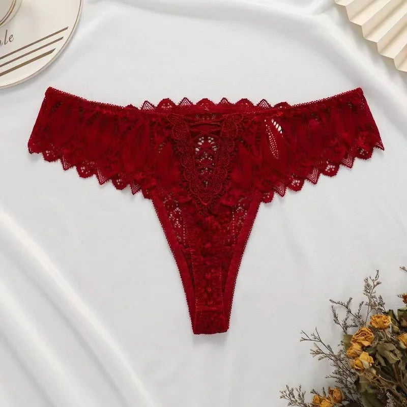 Women's Sexy String Panties Lace Thongs Lingerie Intimates Woman T-back Soft T-panties Designed Tangas Mujer