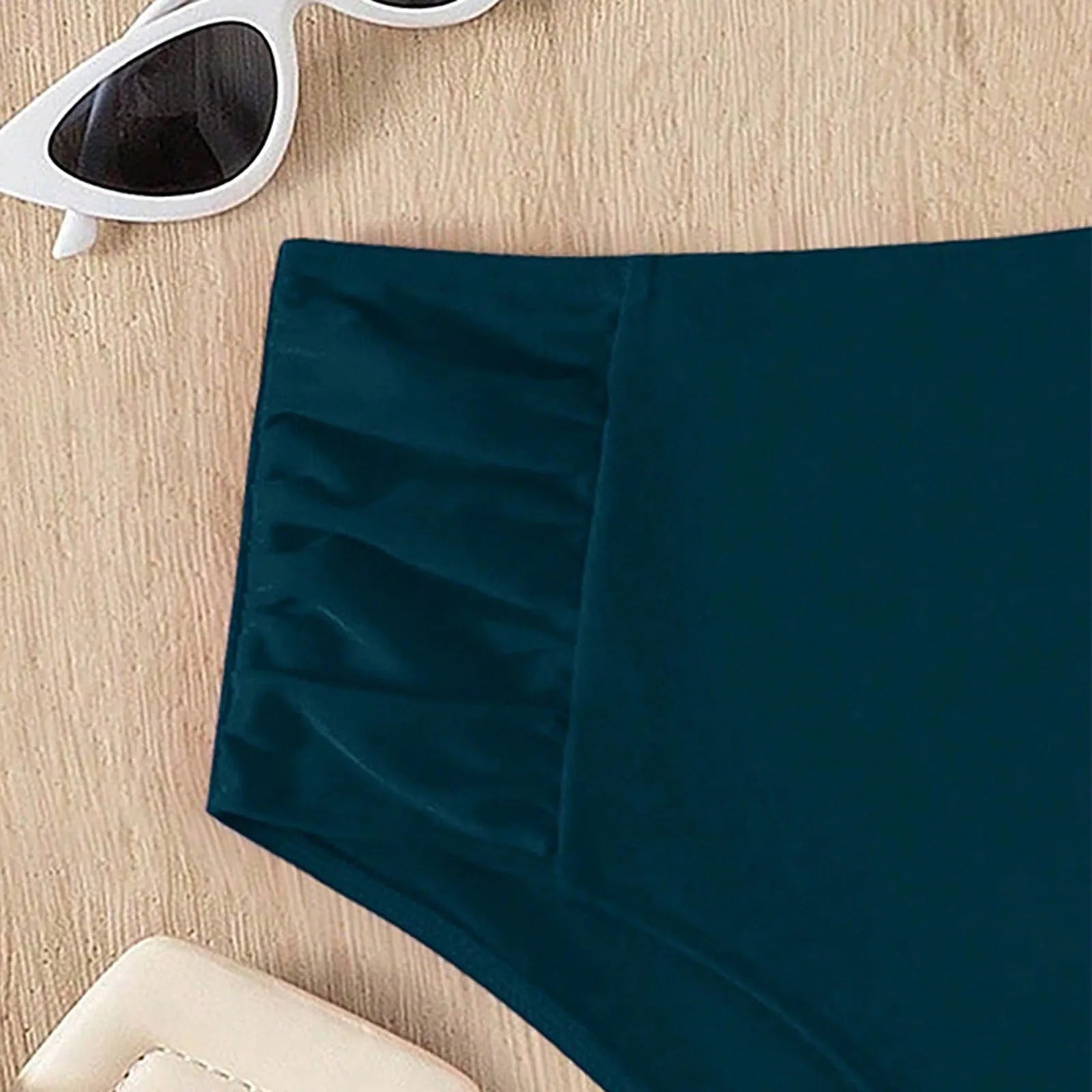 Summer Women Bikini Swimming Trunks Solid Color Sexy High Waist High Elasticity Bottoms Daily Beach Vacation Swimwear Briefs