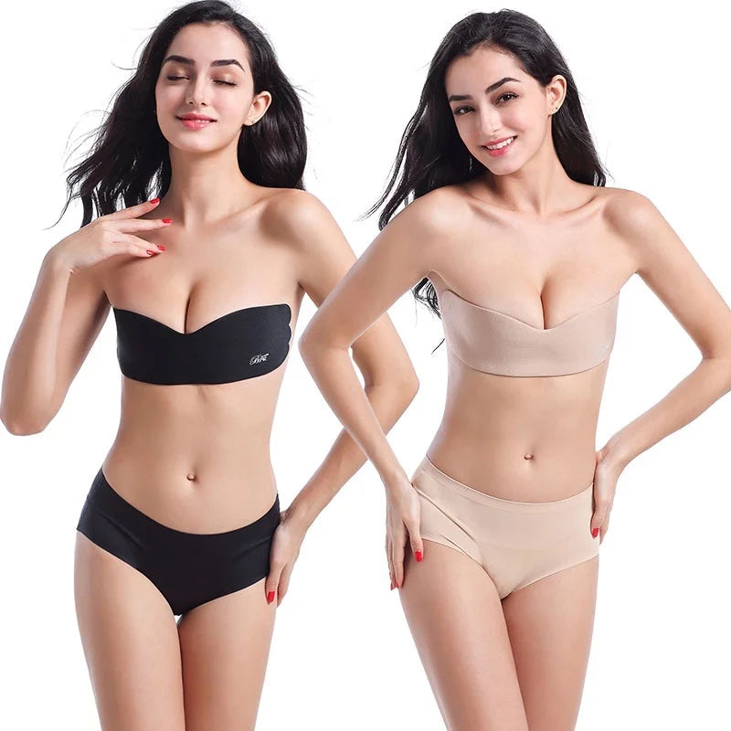 Reusable Invisible Push Up Bra Strapless Bras Silicone Self Adhesive Bras Nipple Cover Big Breasts Gathered Bralettes