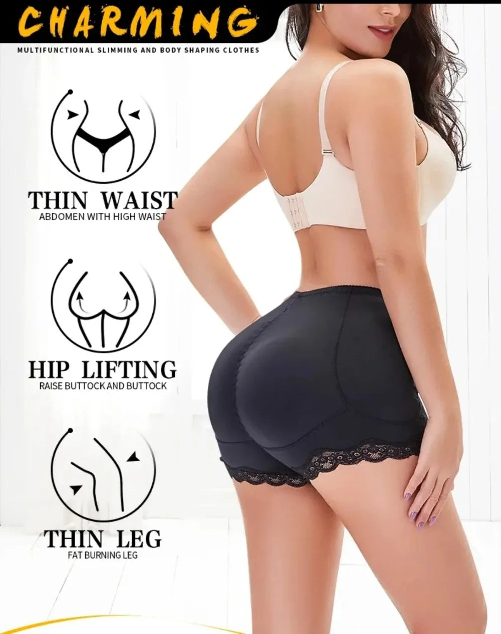 Shapewear Women Seamless Lace Trim Padded Push Up Butt Lifter Panties Shapewear Body Shaper Women Underwear Accessories 1PC