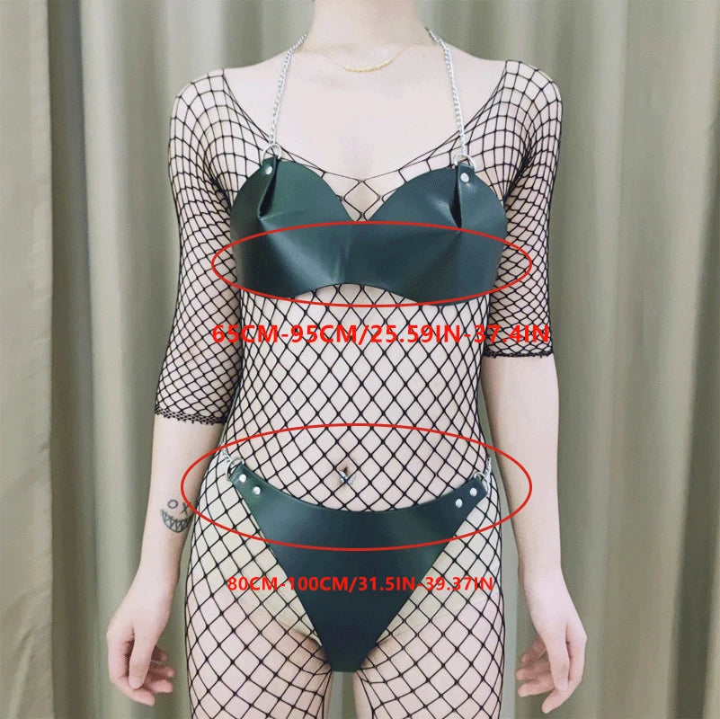 Sexy lingerie set for women, adjustable PU leather material, women's erotic set