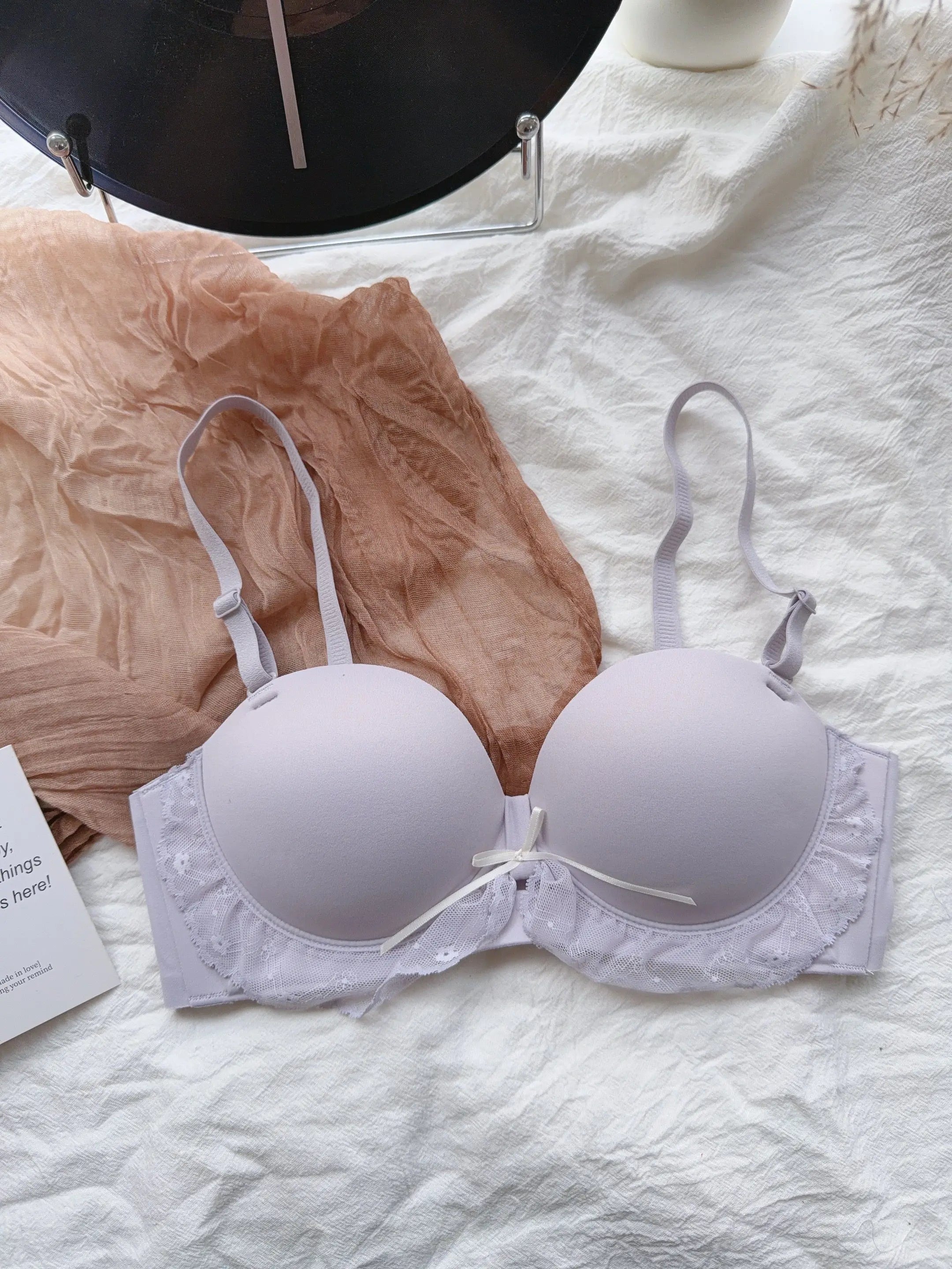 YEMOMO Red Half-Cup Lace Bra Set for Small Chests Adjustable Support Anti-Sagging Push Up Sexy Lingerie Set Women Birthday Gift