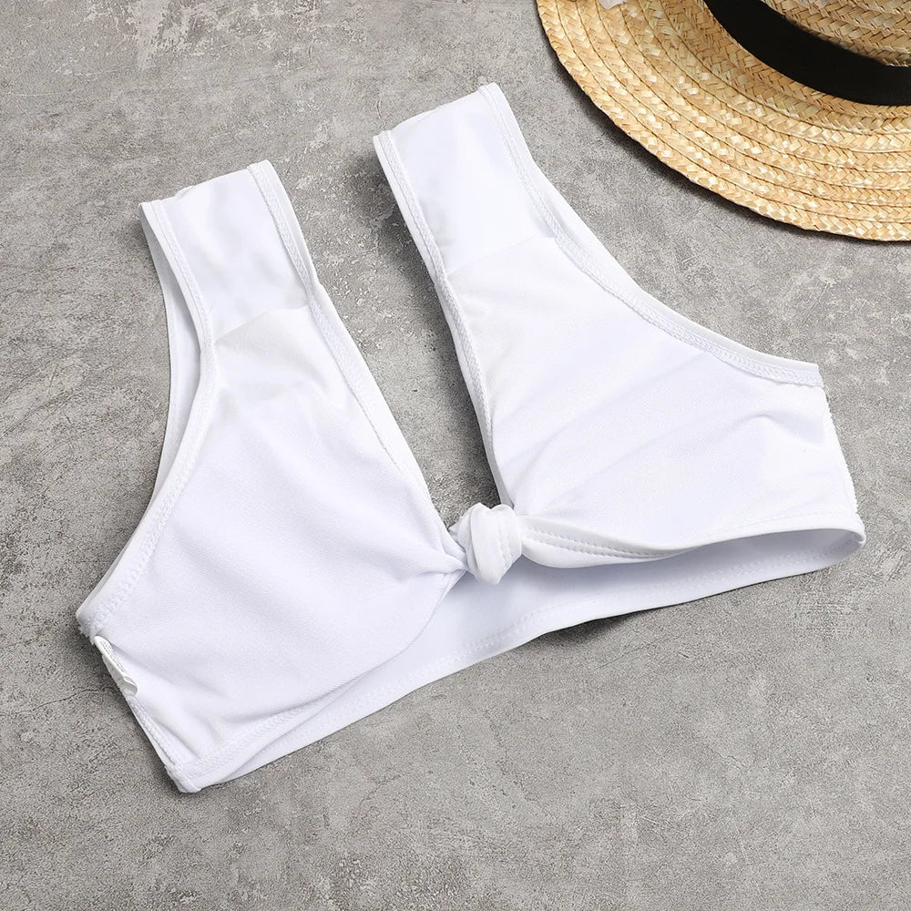 Summer Bikini Set Women Swimsuit White Tank Top Low Rise Blue Panties Trajes De Baño Beach Swimming Bathing Suit Sexy Swimwear