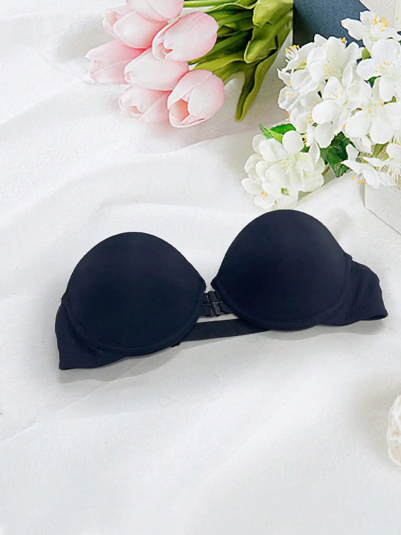 Strapless Bra Front Closure Push Up Bras For Women Heart Pattern Cup Backless Invisible Strapless Underwear Sexy Lingerie