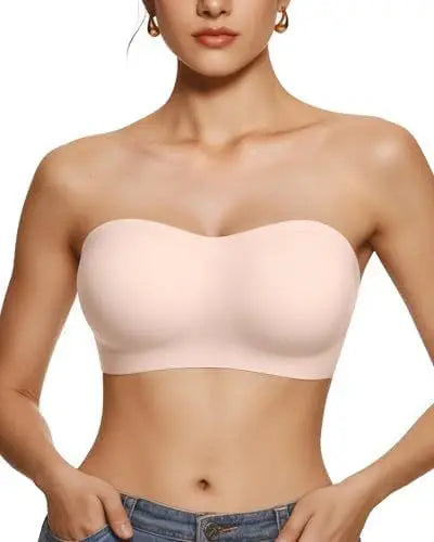 Strapless Push Up Bandeau Bra Non Slip Wireless Padded Seamless Comfortable Tube Bra for women