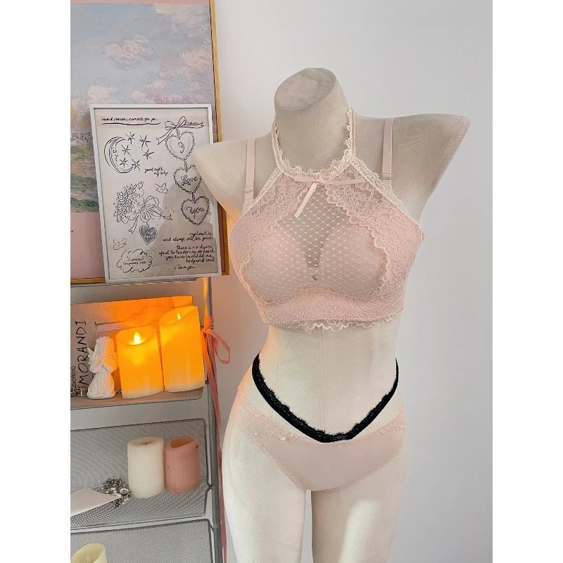 Lace Plunge Bra Push Up Bralette See Through Mesh Lingerie Double Layer Deep V Top Flattering Fit for Petite Bust Everyday Wear