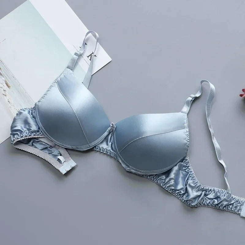 Comfortable Double Sided Silk Bra Without Steel Rims for Women B Cup Thin Oversized Wireless Bra  Soft Comfort Lingerie
