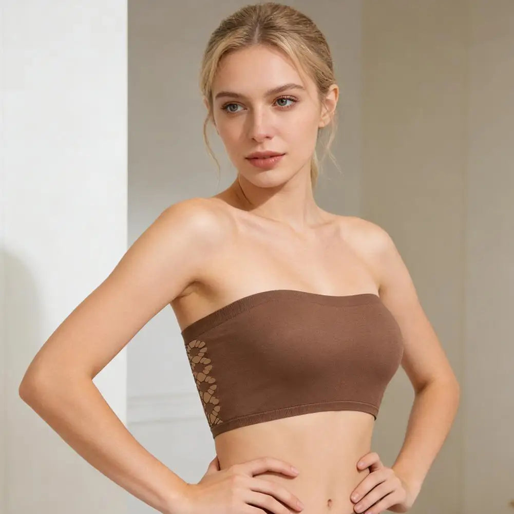Wireless Push-up Bra Strapless Padded Bandeau Bra Wireless Push-up Bralette Non-slip Lace Back Tube Top Strap Comfort for Women