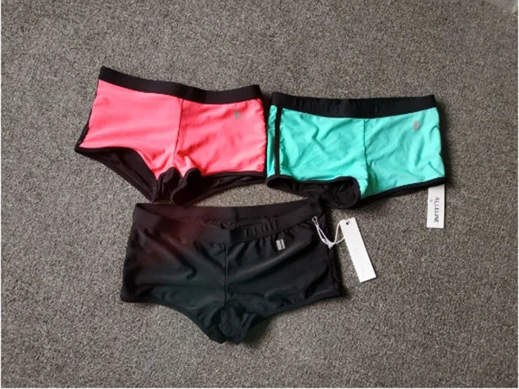 Sexy Double Layered Yoga Bikini Bottom Conservative Square Cut Swimming Suit Women's Beachwear Slimming Design Sport Fitness