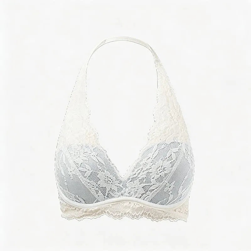 Lace Halter Backless Bra Push Up Small Bust Sexy Pure Desire Back Beauty Women Young Girl Fashion Intimates Underwear New Trend
