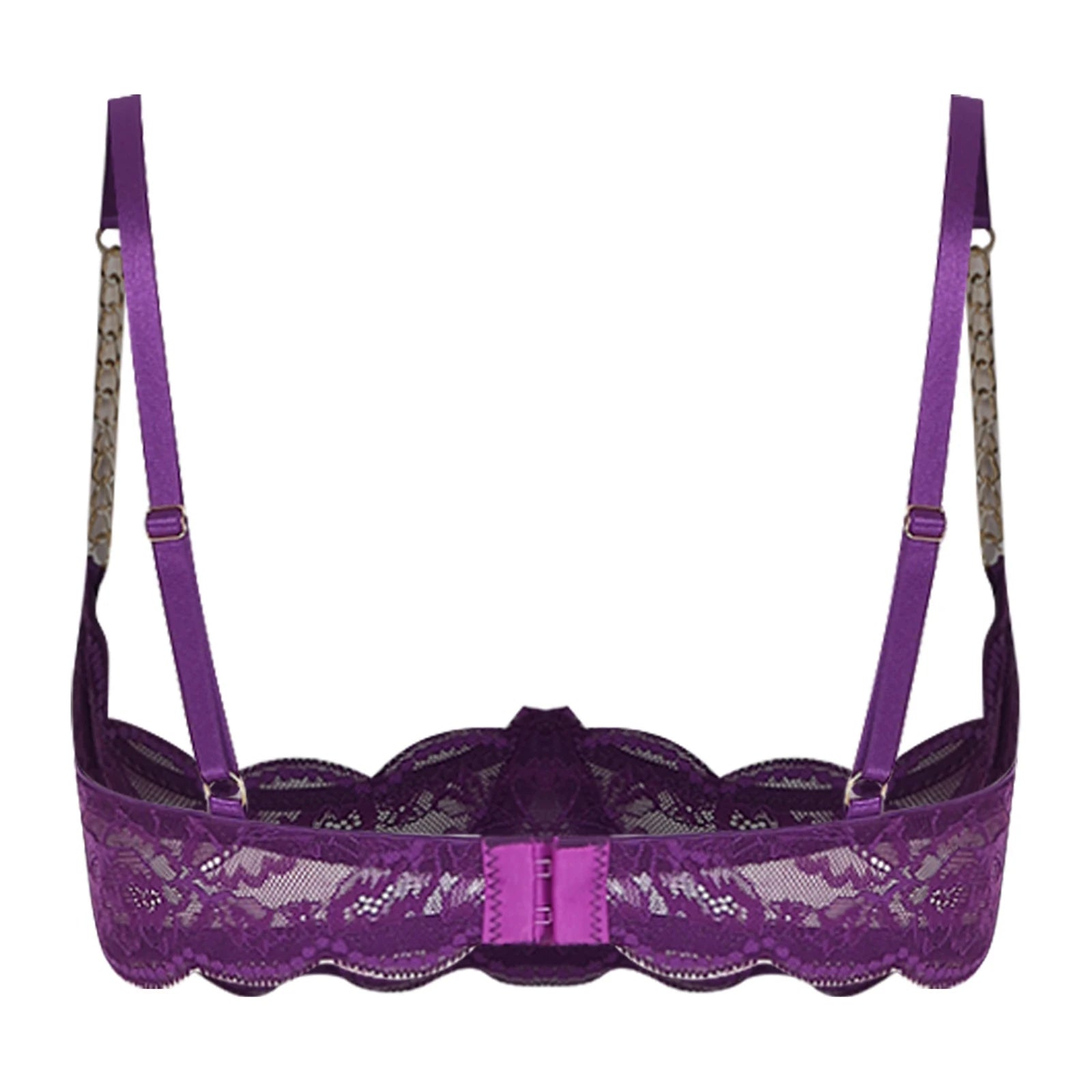 Womens Lingerie Bare Exposed Open Nipples Bra Underwear Set Floral Lace Brassiere 1/4 Cup Underwire Push-up Bralette Balconette