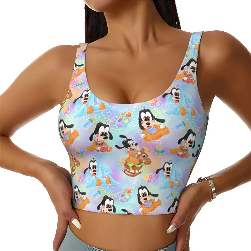 Custom Goofy Cartoons High Impact Sports Bras for Women Mangas Seamless Workout Running Crop Tank Tops