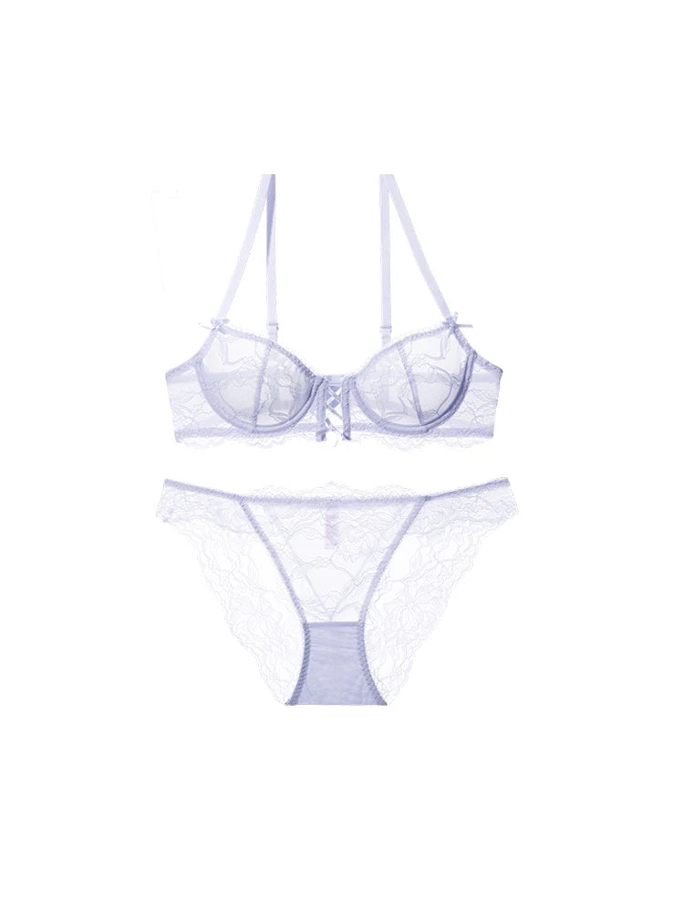 Half Cup Bras For Women Sexy Lingerie Plus Size Transparent Balconette Embroidery See Through Lace Bra Female Embroidery Bra