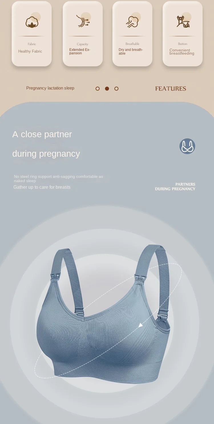 Wire-Free Nursing Bra for Pregnant Women with Large Bust Front Clip Maternity Full Cup Breathable Supportive Nursing Bras