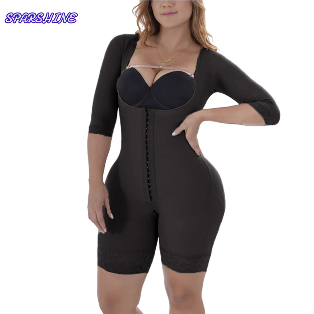 Body Shaping and Abdominal Compression Shapewear Sleeved Body Jumpsuit Fajas Sexy Tummy Control Hip Lifting Shapwear for Women