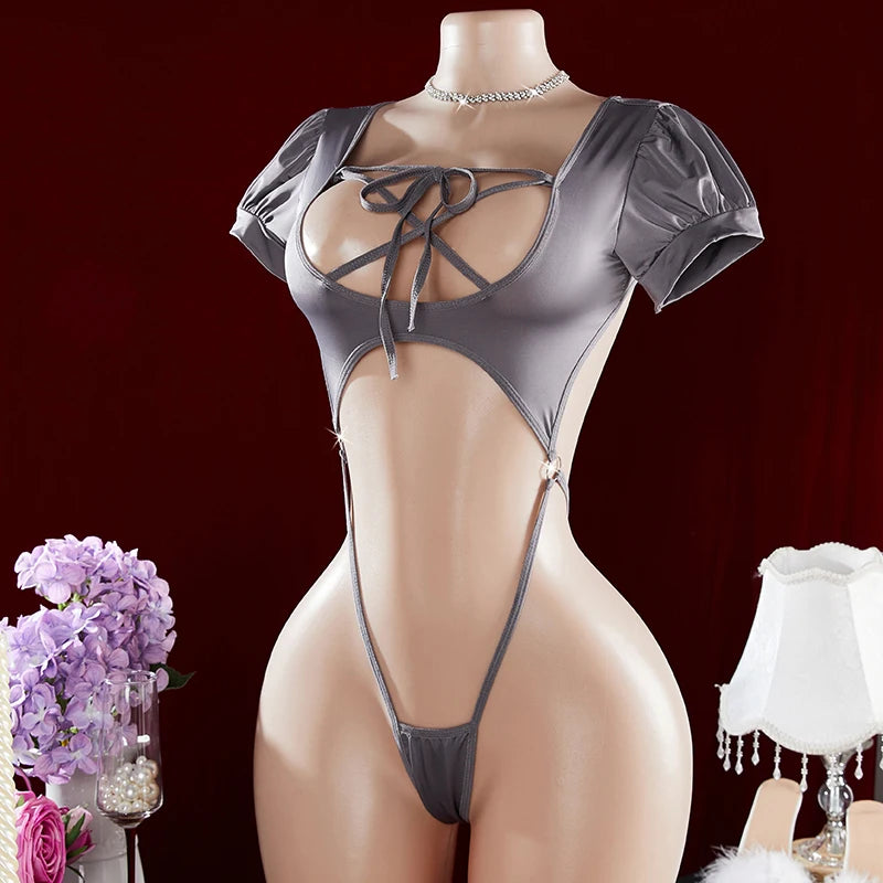 Sexy Womans Lingerie Set Porno Sex Outfit One-piece Sexy Lingerie For Women Solid Color Exposed Navel Bodysuit Erotic Costumes