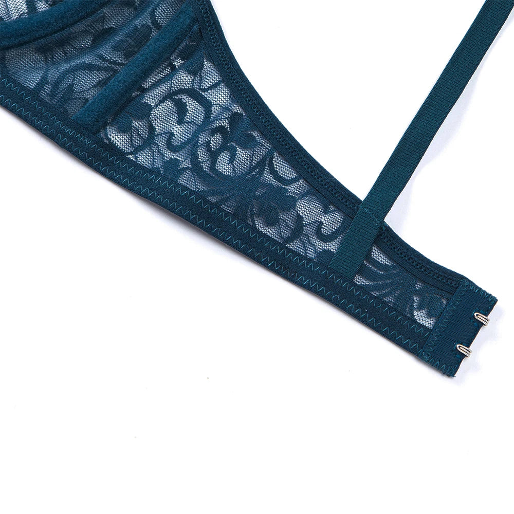 Sexy Women Embroidery Lace Sheer Bra Bralette Unpadded Lingerie Plus Size Plunge See Through Brassiere Bh 32-52 A B C D Cup