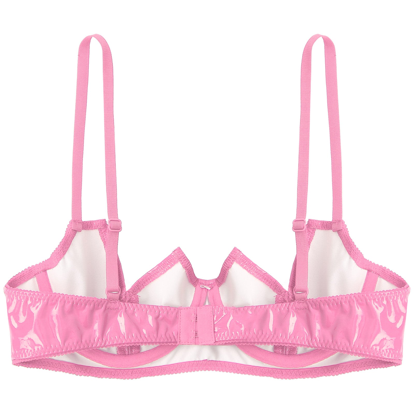 Women Sexy Exposed Nipple Bras Wet Look Patent Leather Underwired Brassiere Top Lingerie for Nightclub Pole Dacing Nightwear