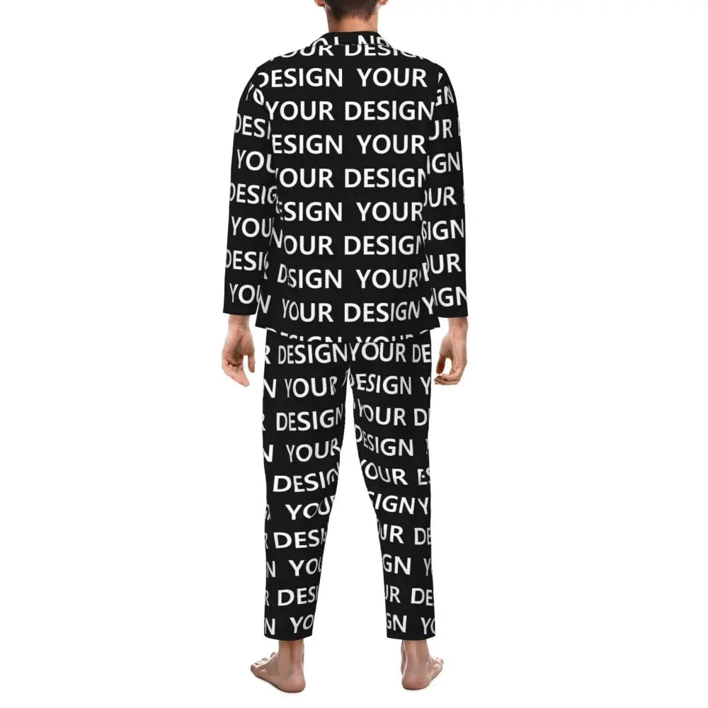 Pajamas Mens Add Design Room Sleepwear Custom DIY Made Your Image Two Piece Loose Pajama Sets Long Sleeves Oversized Home Suit