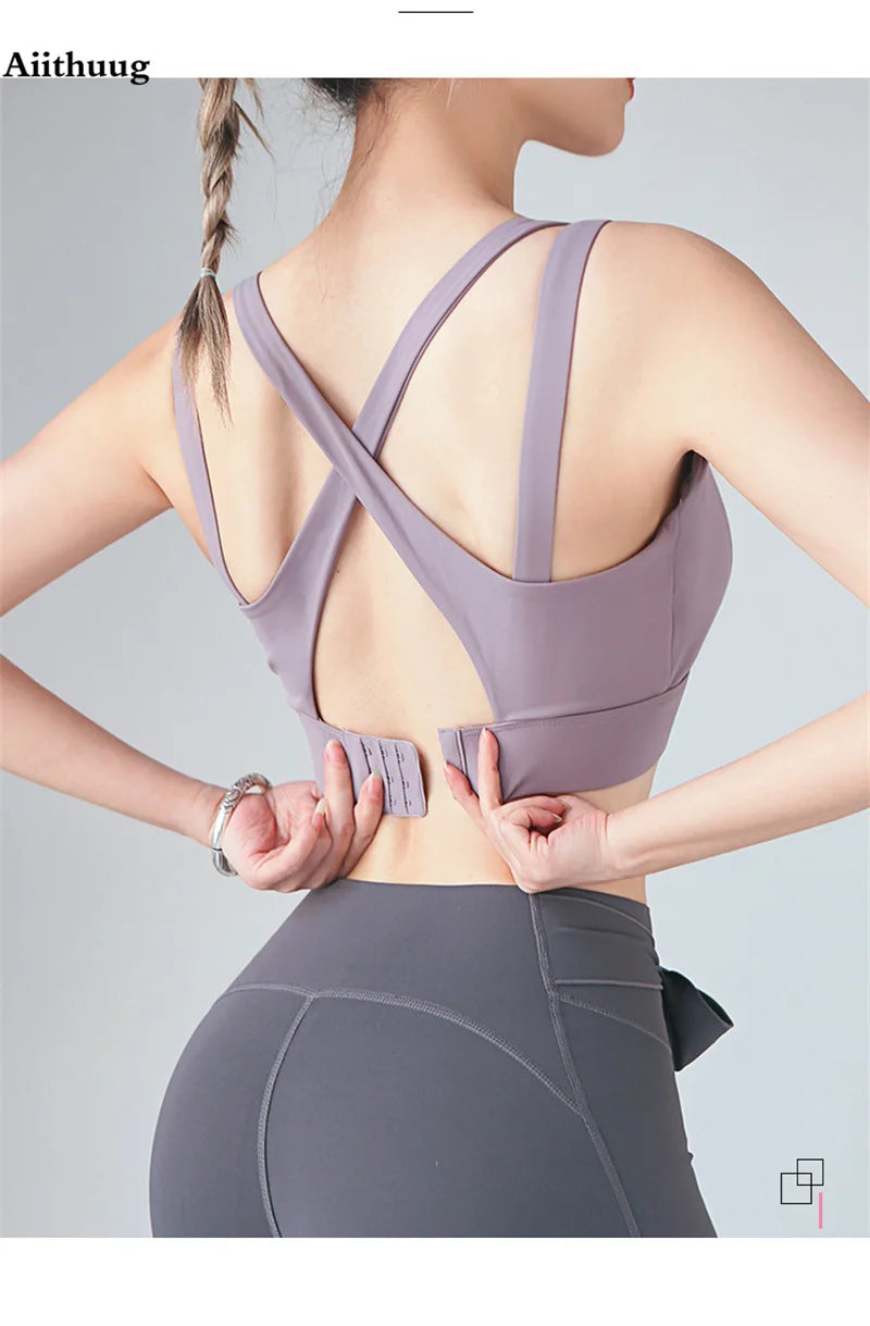 Aiithuug Sports Bras for Yoga Gym Workout Crop Top Fitness Tops Bounce Control Jogging Bras Push Up Running Top Active Wear
