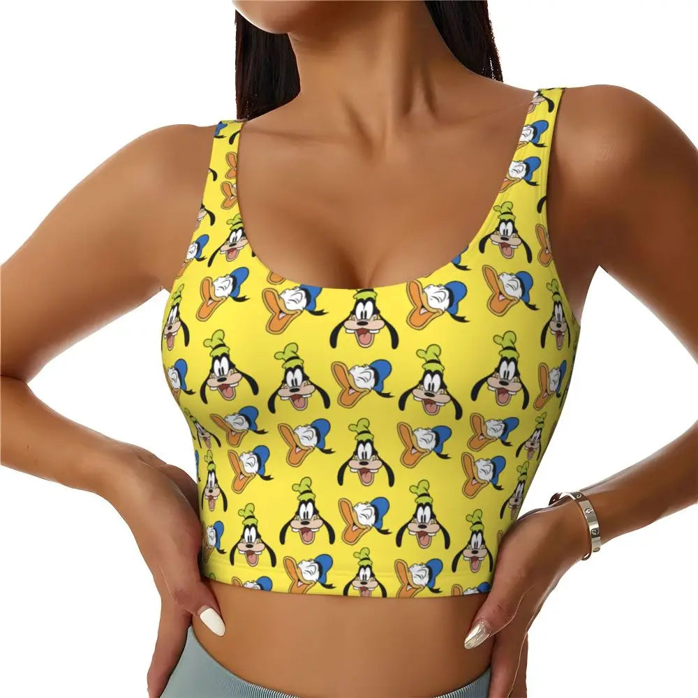 Custom Goofy Cartoons High Impact Sports Bras for Women Mangas Seamless Workout Running Crop Tank Tops