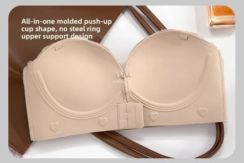 Ultimate Push Up Bra 12cm Padded Front Closure Strapless Plunge Bra for Small Chest Extreme Lift Invisible Back Comfort Wear