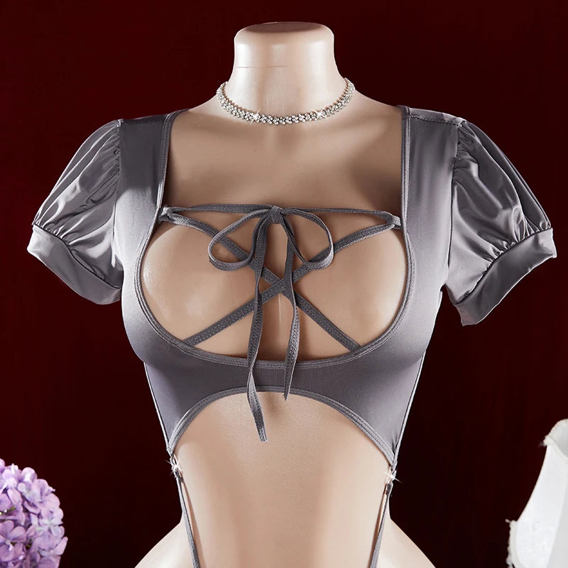 Sexy Womans Lingerie Set Porno Sex Outfit One-piece Sexy Lingerie For Women Solid Color Exposed Navel Bodysuit Erotic Costumes