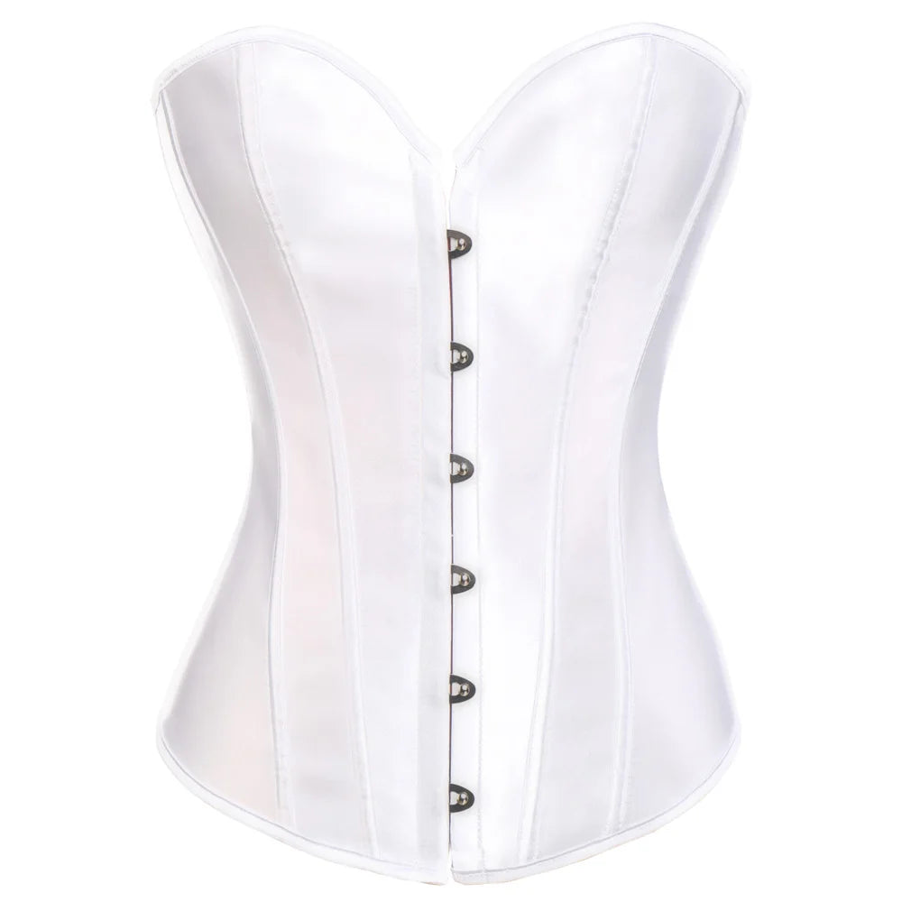 Women's Satin Corsets Top Lace Up Boned Punk Overbust Corset Bustier Lingerie Waist Cincher Body Shaper