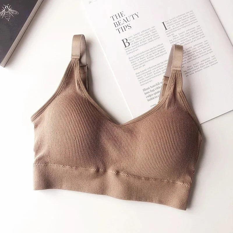 Wireless Seamless Bra for Women Cotton Comfort No Steel Ring Padded Sports Lingerie Top Beauty Back Multi Color Bralette