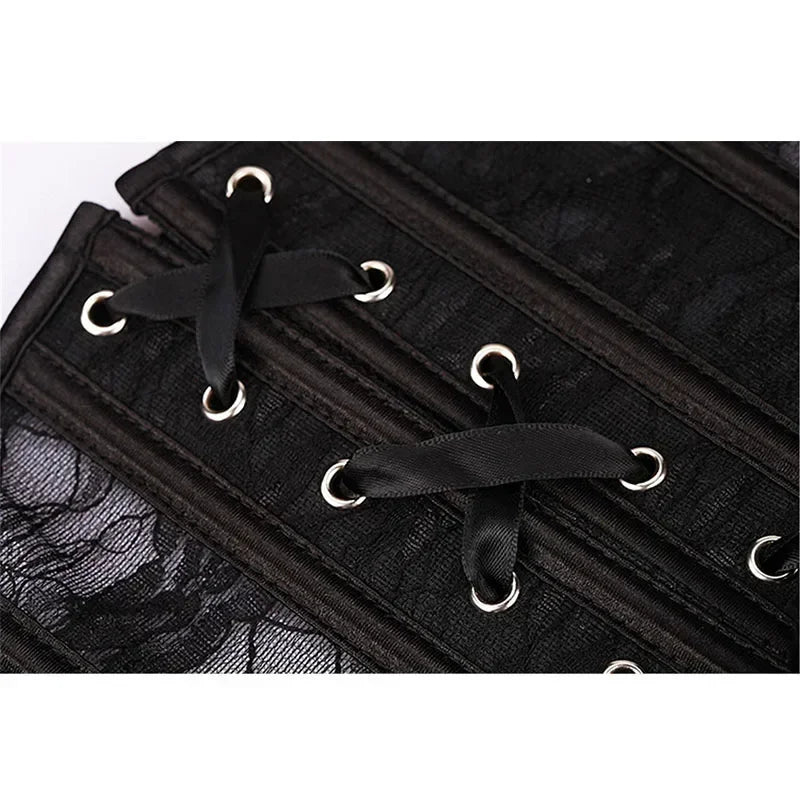 Corset Overbust Bustiers Sexy Corset For Women Lace Perspective Transparent Lingerie Femme Black White