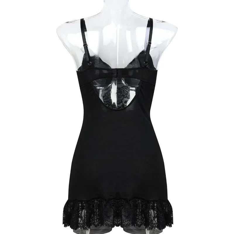 Floral Lace Babydolls Hot Sexy Lingerie Sets Women Transparent Embroidery Bow Exotic Chemises Night Dress with Thong Sex Outfit