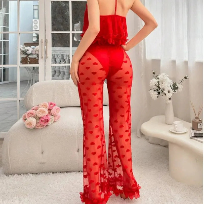 Sexy Lingerie Sets  with See-through Lingerie  2-piece Pajama Set for Home Wear   Women's Summer Sexy Pajamas Set  Corset Mujer