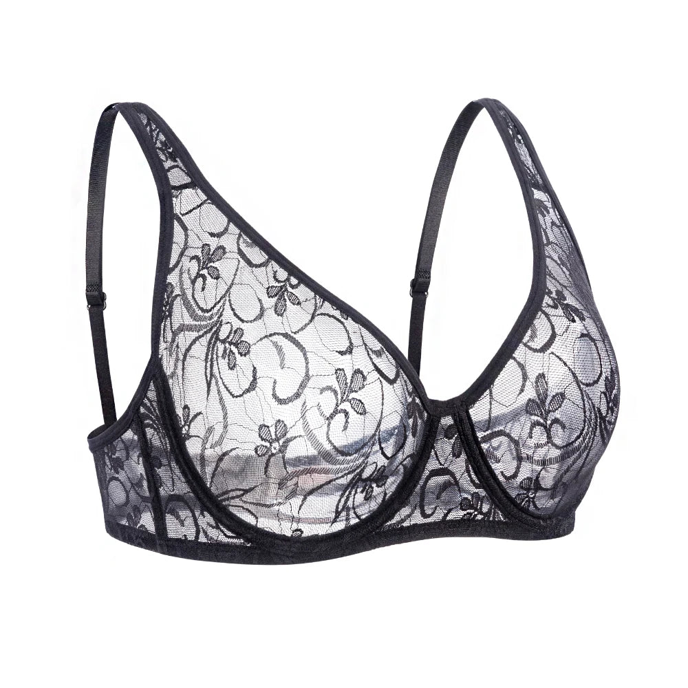Sexy Womens Bras Unlined Underwire Lace Bra Bralette Unpadded Underwear See Through Lingerie Brassiere BH Top A B C D DD Cup