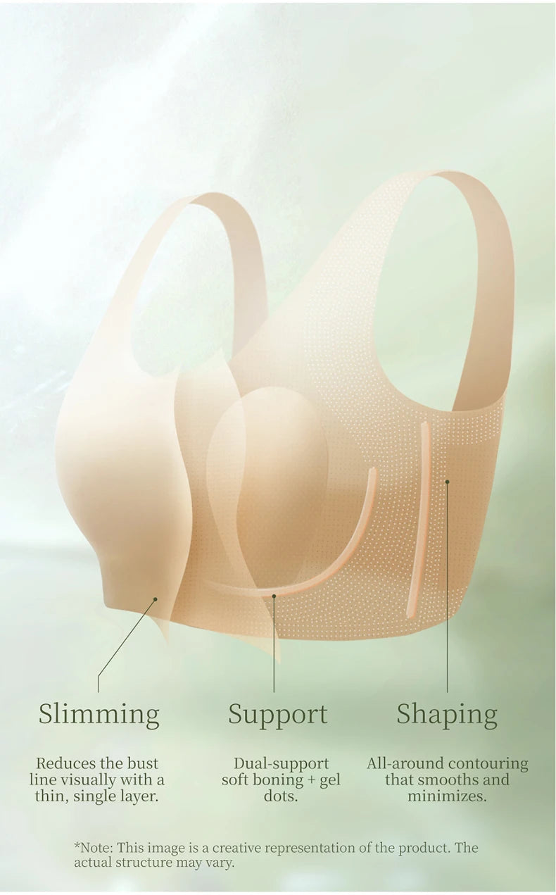 SUJIIN Women's Big Breasts Full Coverage Bras Plus Size Seamless Push Up Wireless Minimizer Bra Woman Supportive Bralettes MX529