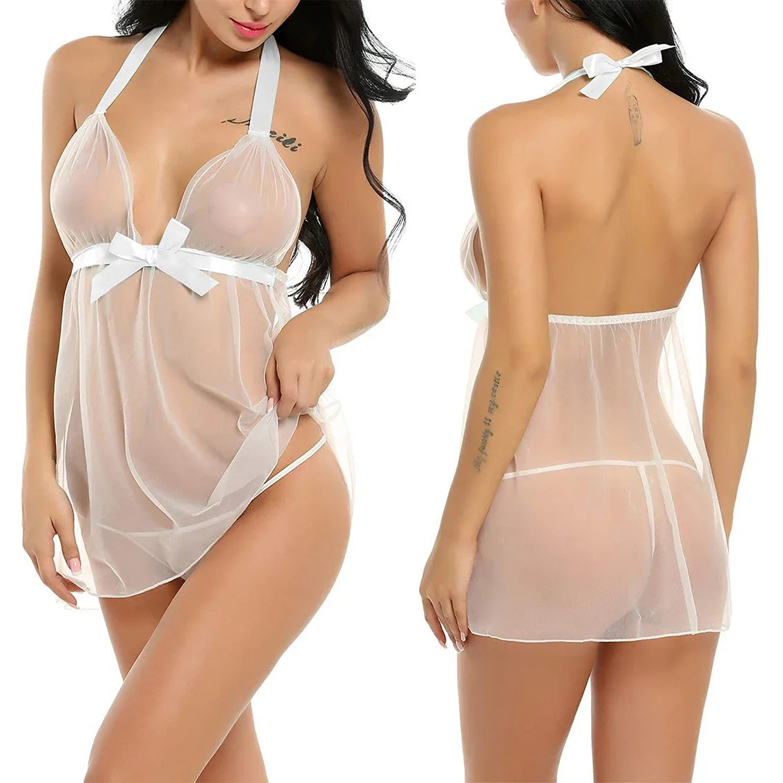 Sexy Lingerie Lace Nightdress Woman Lingerie for Sex Open Backless One-piece Bodysuit Babydoll Dress Underwear Exotic Apparel