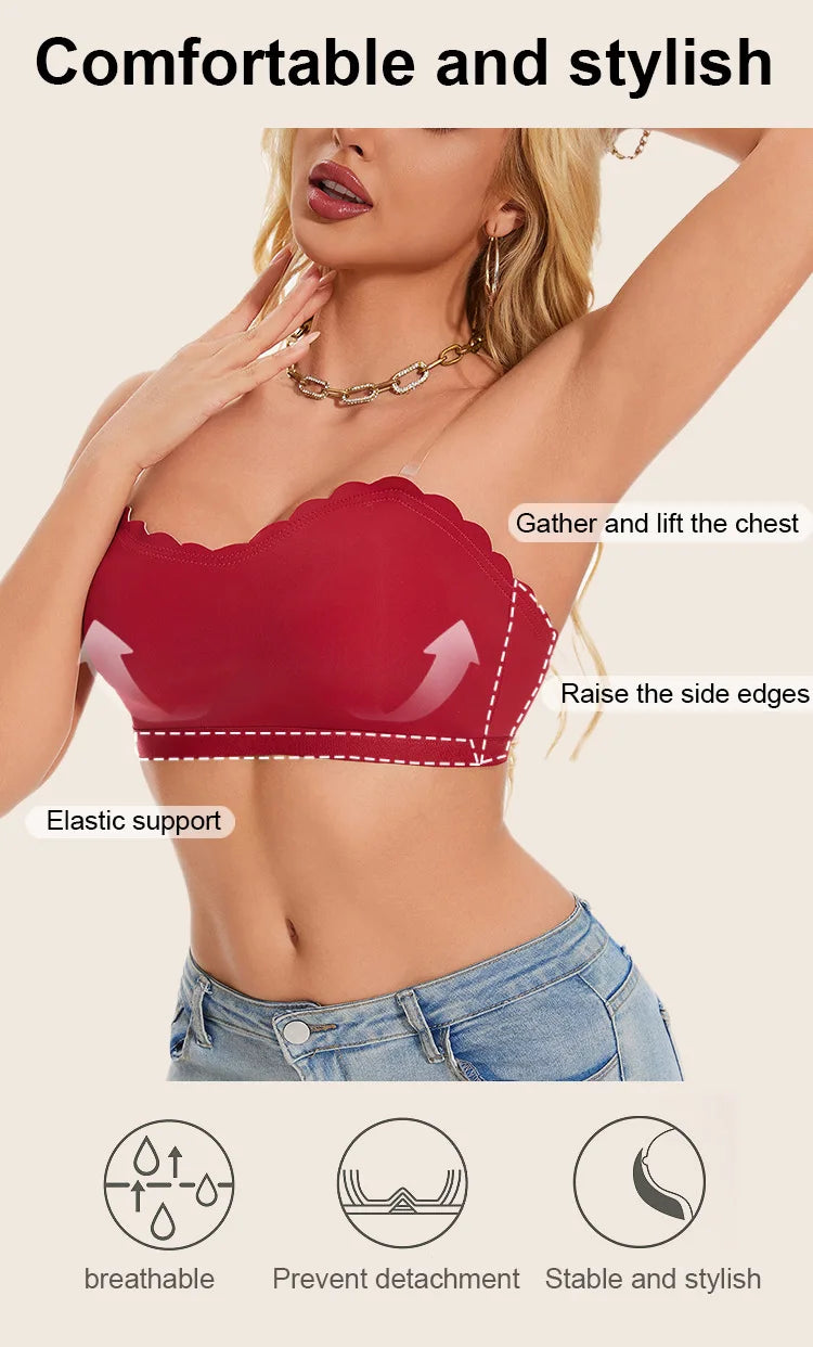 Lingerie Wireless Gather Bra Women Invisible Bra Front Buckle Push up Seamless Bra Sexy Strapless Underwear Waves Grain Bras