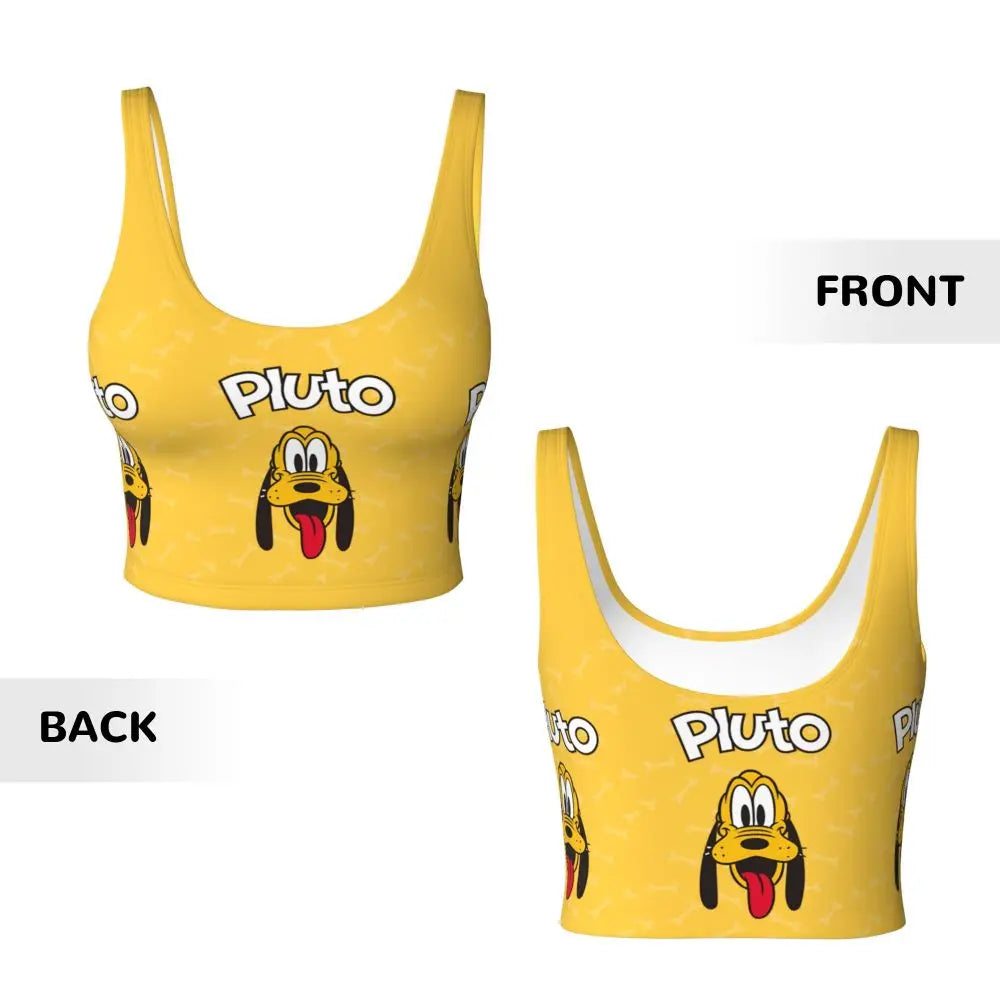 Custom Pluto Anime Manga High Impact Sports Bras for Women Classic Seamless Workout Yoga Crop Tank Tops