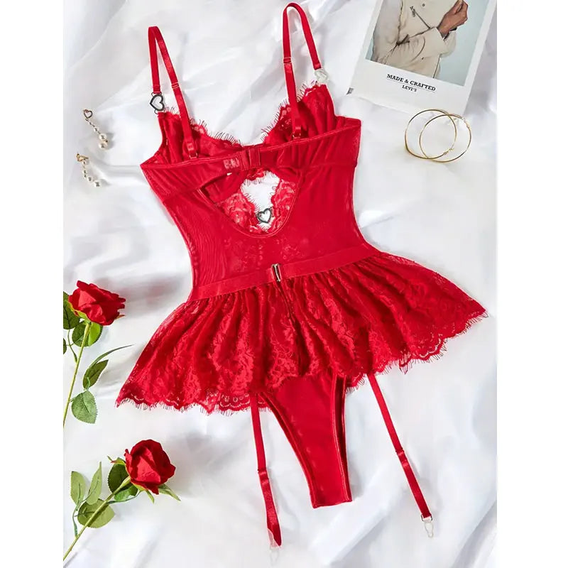 Hot Erotic Lingerie Sets See-Through Lace Underwear Sissy Bra Transparent Bilizna Sexy Costumes Garter Porn Sex Outfit