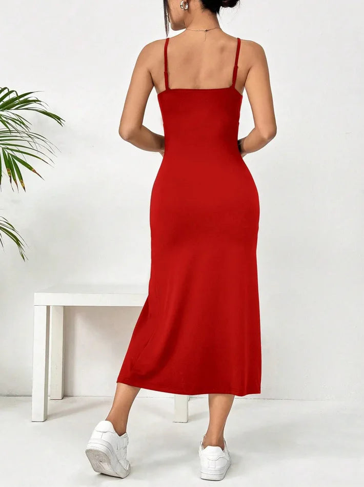 Summer slip dress women's slip bandeau tight height slit solid color leopard print hip skirt