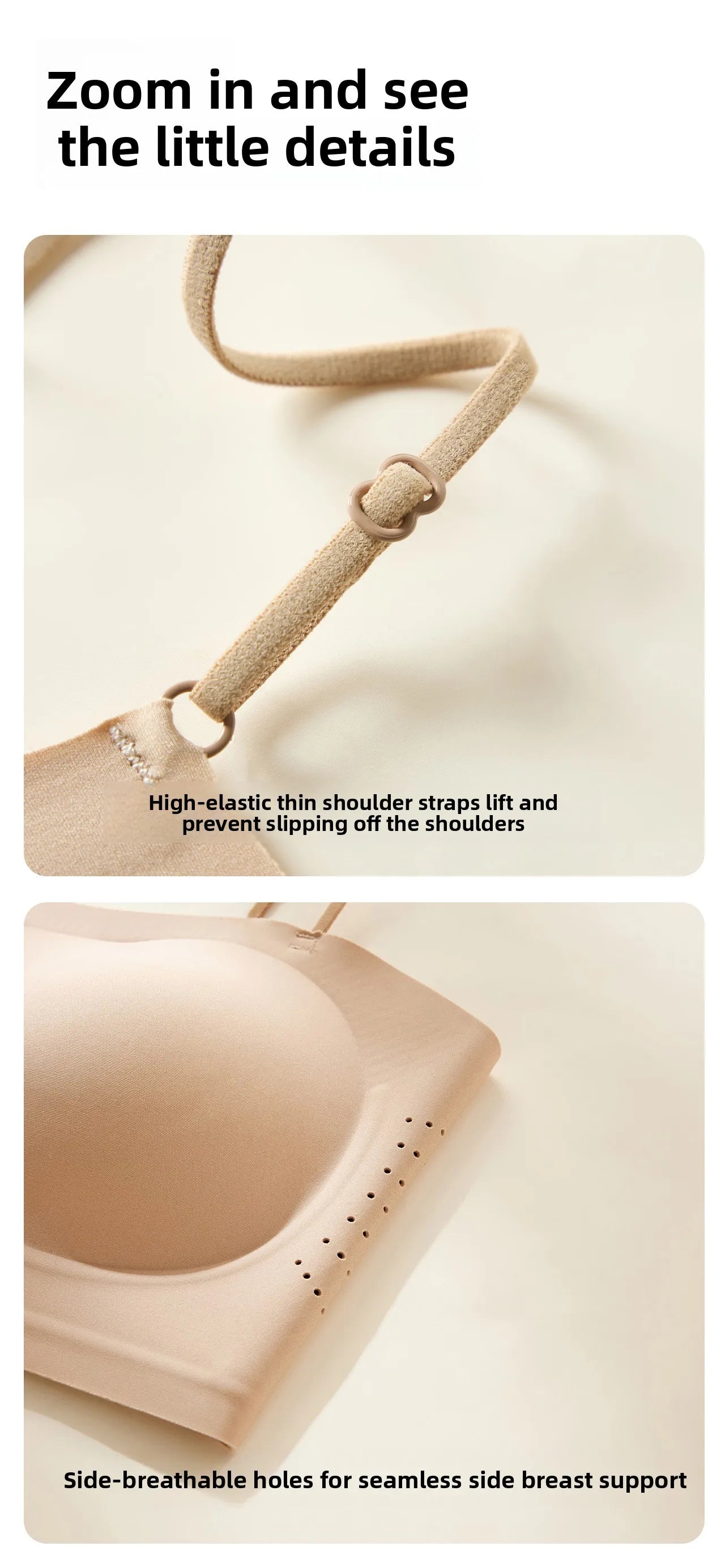 Women Push Up Bra Thin Strap Seamless Backless Bandeau Camisole Summer Padded Jelly Wire Free Comfortable Daily Bra