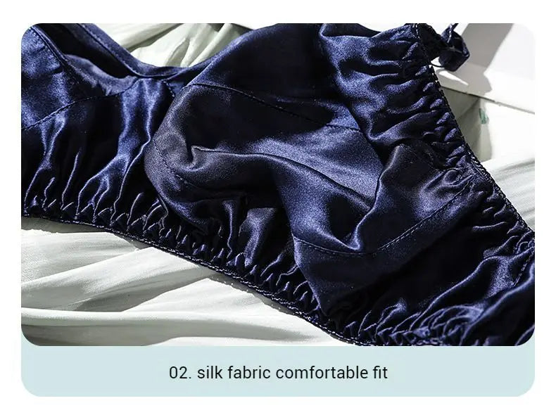 Double-layer Silk Bra Without Underwire, Big Breast, Lightweight Full Coverage Non Padded Brassiere Minimizer Underwear Women