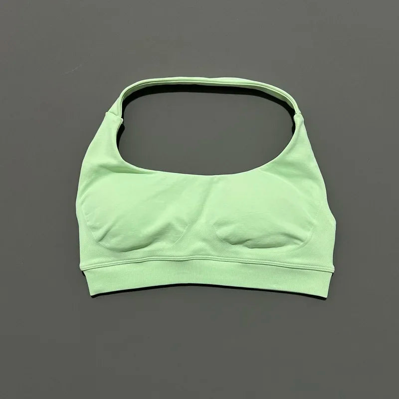 Sports Bra Women Seamless Halter Sports Bra High Support Open Back Activewear Gym Tank Top Fitness Yoga Workout Bra