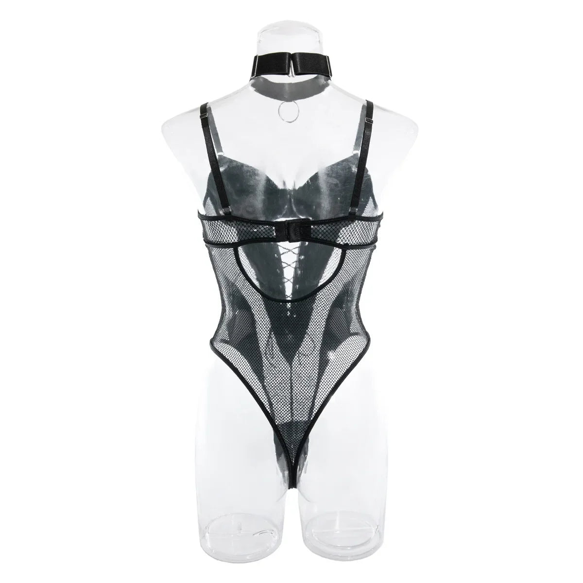 Latex Bodysuit Sexy Lace Up Hollow Tops Black Patchwork Fetish PU Body Sissy Leather Crotchless Tight sexy lingerie costume