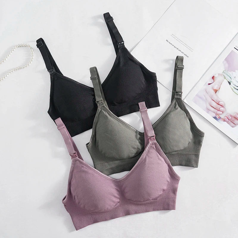 Wireless Maternity Bra Front Open Gather Together Prevent Sagging Seamless 3D Breathable Comfortable Breastfeeding Bras Push Up