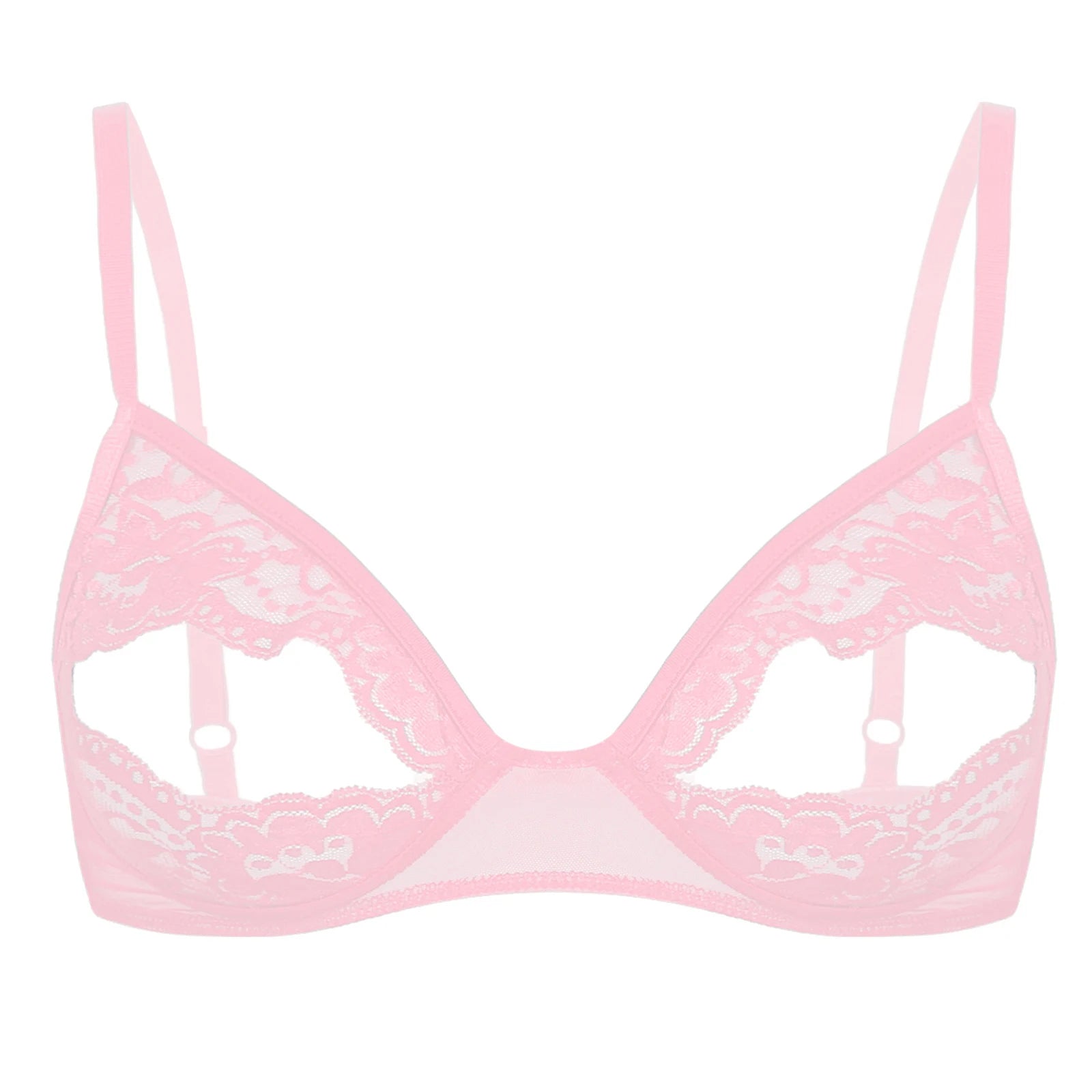 Women Nipple Exposed Bra Sexy Open Cup Lace Lingerie Exotic Brassiere Nightclub See-through Bralette Wire-free Unlined Bra Top