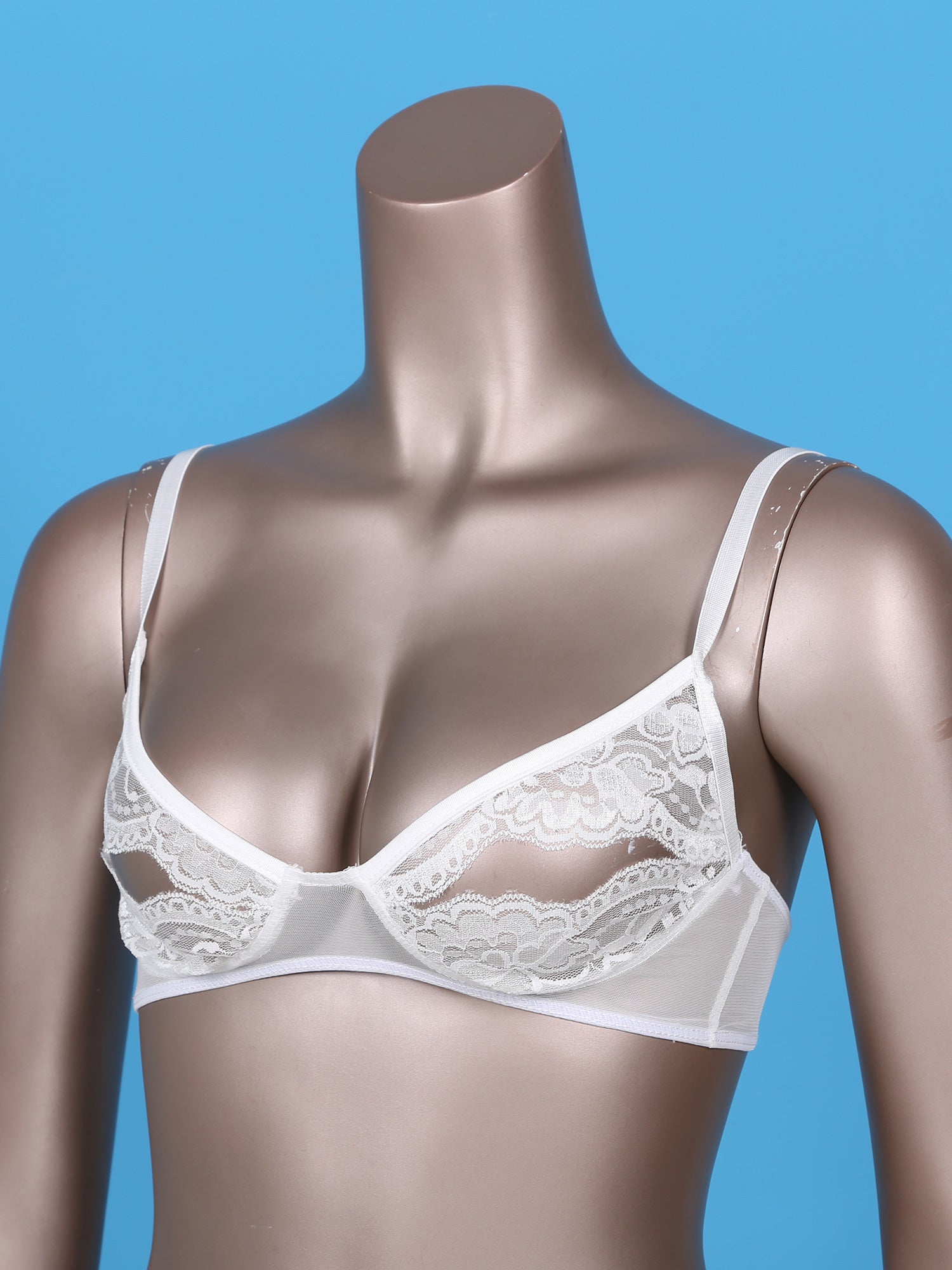 Women Nipple Exposed Bra Sexy Open Cup Lace Lingerie Exotic Brassiere Nightclub See-through Bralette Wire-free Unlined Bra Top