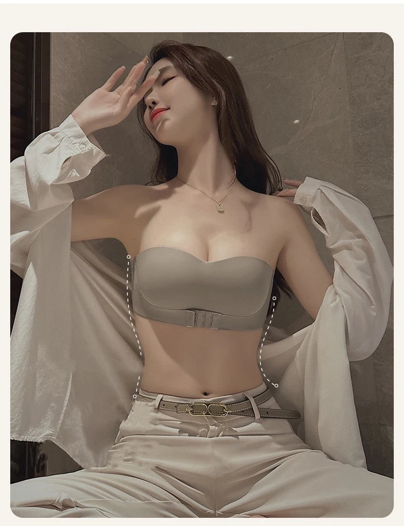 1pcs Women's Strapless Bras Lady With Padding Seamless Front Button Bra Female Comfortable Smooth Underwear Invisible Brassieres
