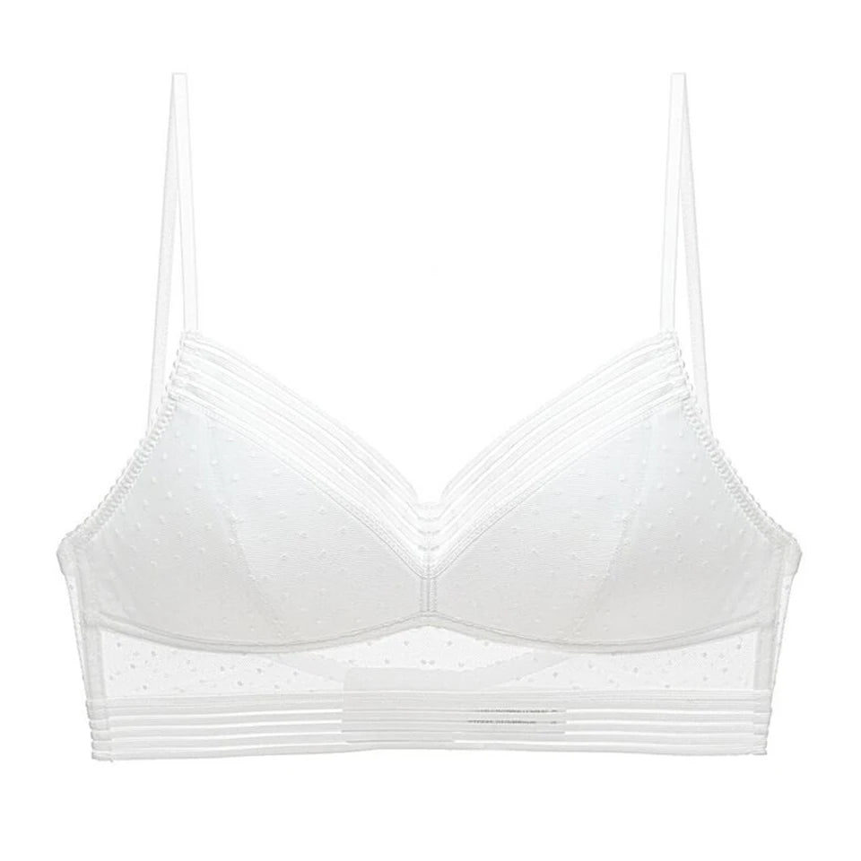 Low Back Bras For Women Seamless Invisible Backless Bra Polka Dot Mesh Bralette Ladies Wireless Brassiere