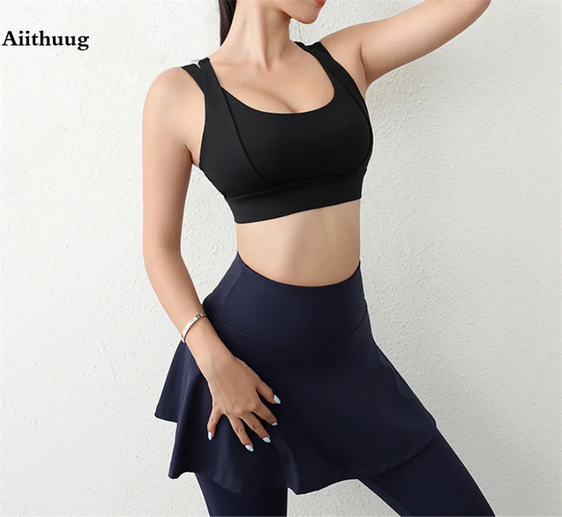 Aiithuug Sports Bras for Yoga Gym Workout Crop Top Fitness Tops Bounce Control Jogging Bras Push Up Running Top Active Wear