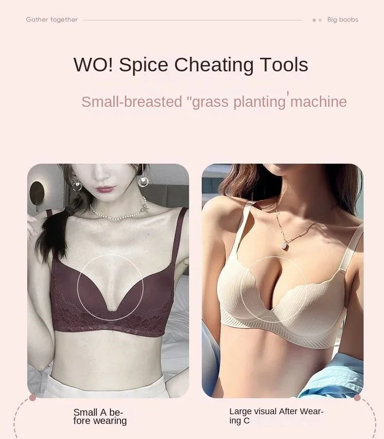 Ultra Thick 6CM Push up Bra for Small Chest Padded No Steel Ring Comfortable Sexy Lift Lingerie Flat Chest Women